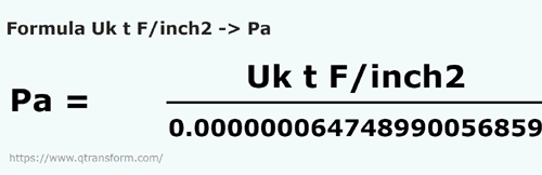 formula Tone lunga forta/inch patrat in Pascali - Uk t F/inch2 in Pa