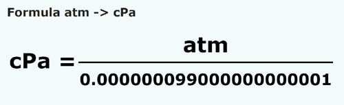 formule Atmosphères en Centipascals - atm en cPa
