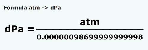 formula Atmosfera na Decypaskal - atm na dPa