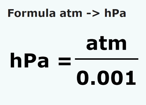 formula Atmospheres to Hectopascals - atm to hPa