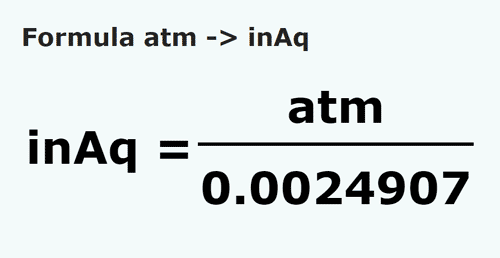 formula Atmospheres to Inchs water - atm to inAq
