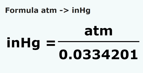 formula Atmosfera na Cal słupa rtęci - atm na inHg