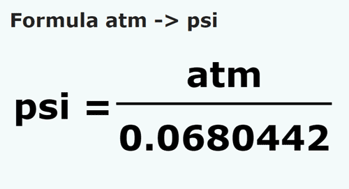 formula Atmosferi in Psi - atm in psi