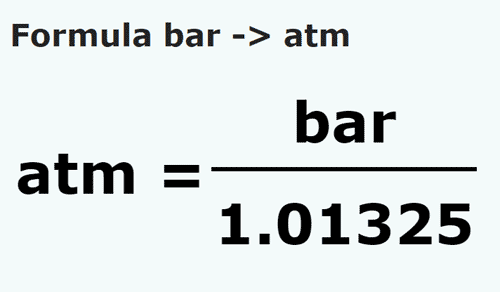formula Barias a Atmósfera - bar a atm