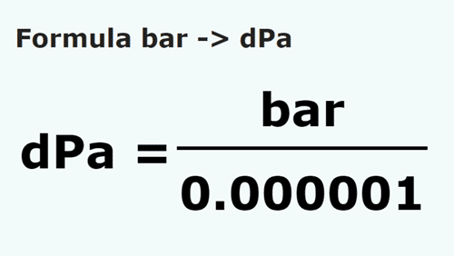 formula Bari in Decipascal - bar in dPa
