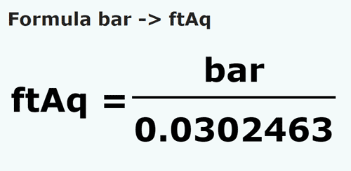 formula Barias a Pies de columna de agua - bar a ftAq