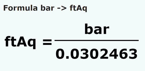 formule Bar naar Voet de waterkolom - bar naar ftAq