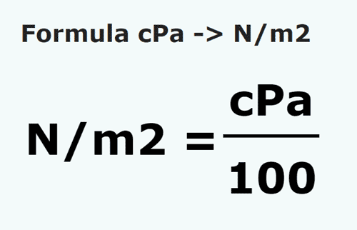 formula сантипаскаль в Ньютон/квадратный метр - cPa в N/m2