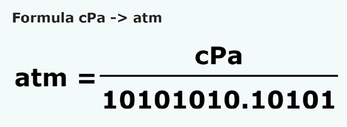 formula Centypaskale na Atmosfera - cPa na atm