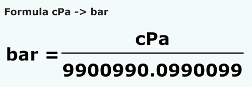 formule Centipascals en Bar - cPa en bar