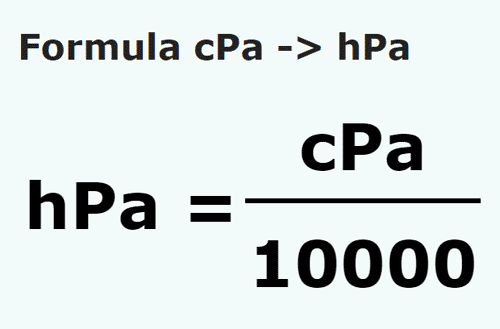 formula сантипаскаль в гектопаскали - cPa в hPa