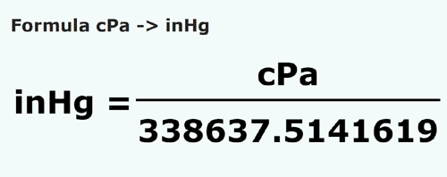 formula Centypaskale na Cal słupa rtęci - cPa na inHg