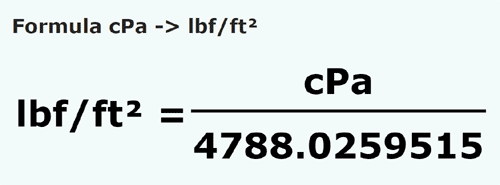 formula сантипаскаль в фунт сила / квадратный фут - cPa в lbf/ft²