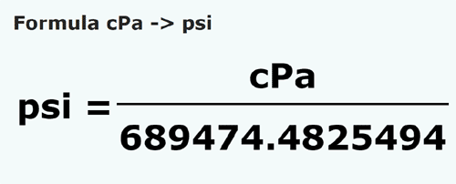 formula Centipascals em Psi - cPa em psi