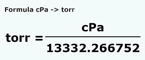 formula Centipascals to Torrs - cPa to torr