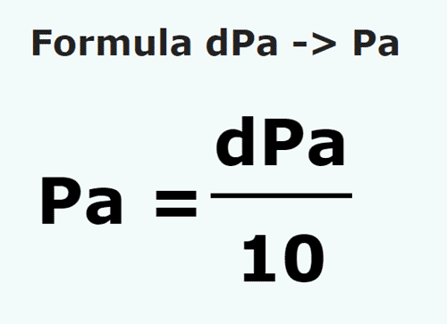 formula Decipascals em Pascals - dPa em Pa
