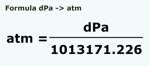 formule Decipascals en Atmosphères - dPa en atm