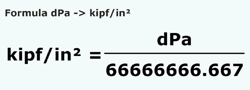 formula Decipascal in Kip forza / pollice quadrato - dPa in kipf/in²