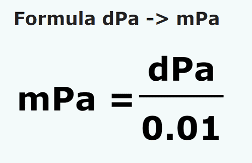 formula деципаскаль в миллипаскали - dPa в mPa