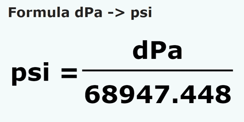 formula Decipascali in Psi - dPa in psi