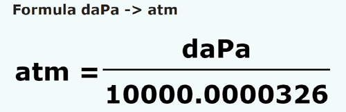 formula Decapascali in Atmosfere - daPa in atm