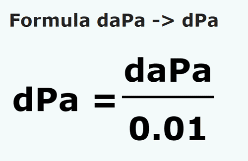 formula Dekapascal kepada Desipascal - daPa kepada dPa