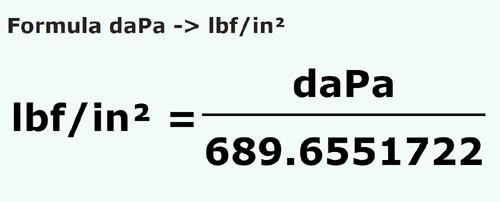 formula Decapascals to Pounds force/square inch - daPa to lbf/in²