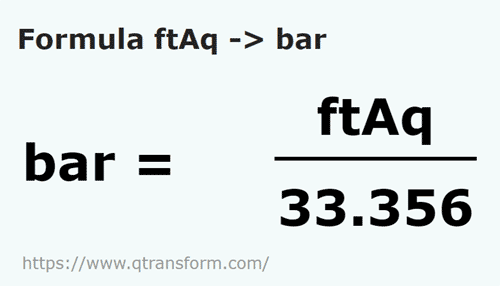 formula Piede la colonna d'acqua in Bar - ftAq in bar