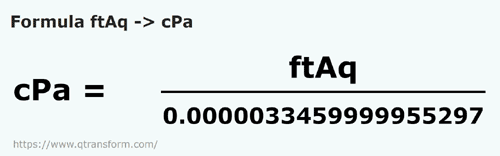 formula фут на толщу воды в сантипаскаль - ftAq в cPa