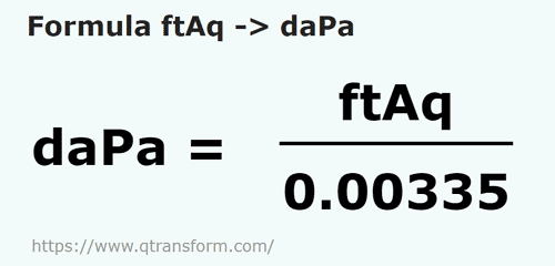 formulu Su sütunu ayak ila Dekapascal - ftAq ila daPa