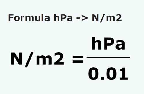formule Hectopascal naar Newton / vierkante meter - hPa naar N/m2
