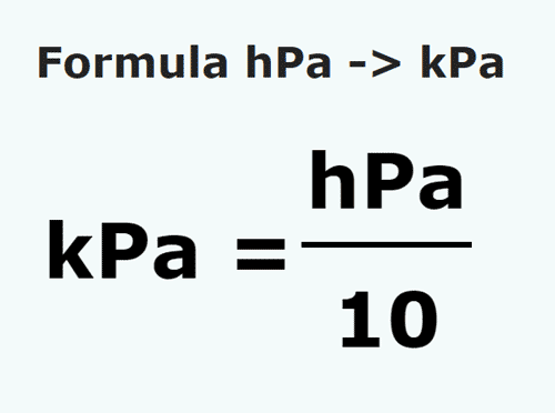 formula Hectopascali in Kilopascali - hPa in kPa