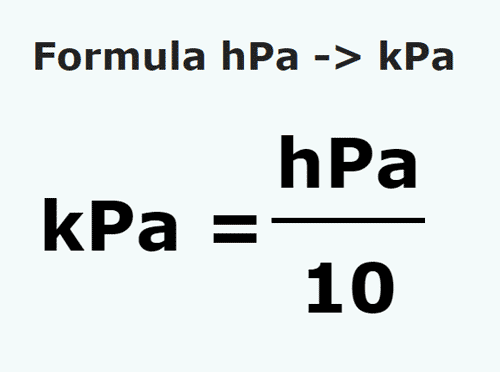 formula Hektopaskaly na Kilopaskal - hPa na kPa