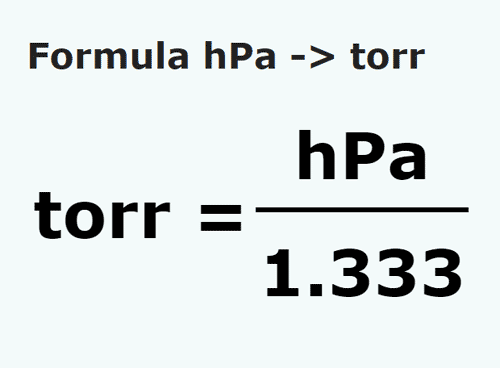 formula Hectopascali in Torr - hPa in torr