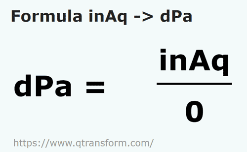 formulu Inç su sütunu ila Desipascal - inAq ila dPa