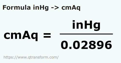 formule Inch kwik naar Centimeter waterkolom - inHg naar cmAq
