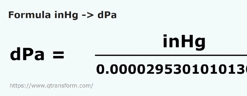formula Cal słupa rtęci na Decypaskal - inHg na dPa