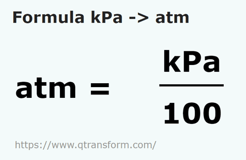 formule Kilopascals en Atmosphères - kPa en atm