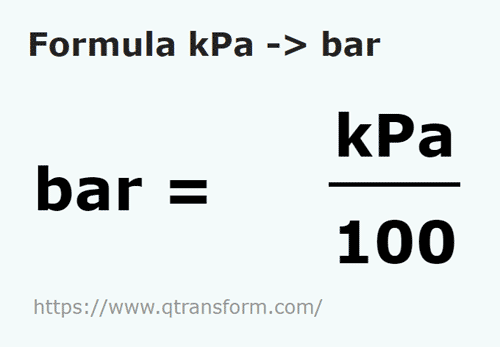 formula Kilopascal kepada Bar - kPa kepada bar