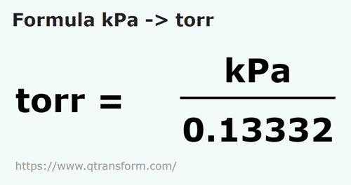 formula Kilopascal in Torr - kPa in torr