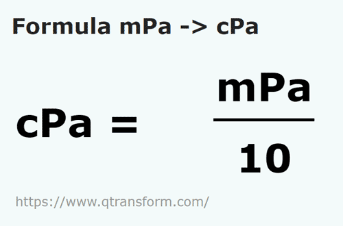 formula Millipascals to Centipascals - mPa to cPa