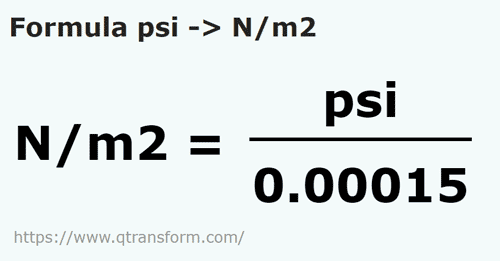 formula Psi em Newtons por metro quadrado - psi em N/m2