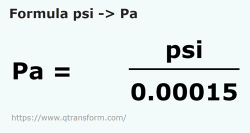 formula Psi em Pascals - psi em Pa