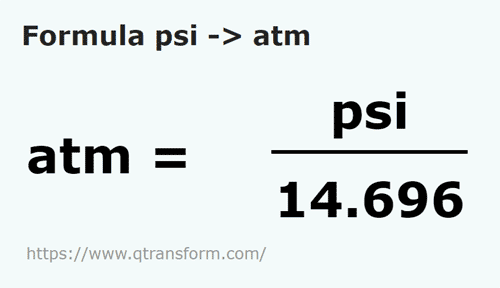 formula Psi в атмосфера - psi в atm