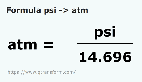 umrechnungsformel Psi in Atmosphäre - psi in atm