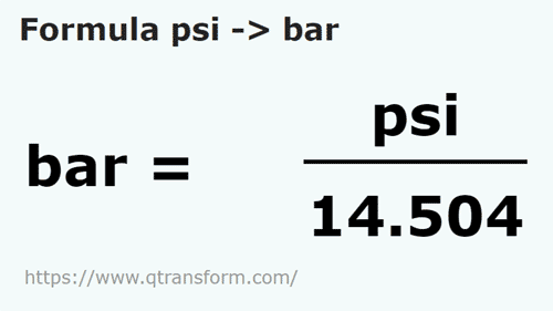 formula Psi a Barias - psi a bar