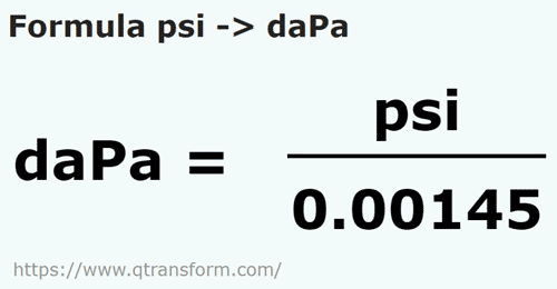 formulu Psi ila Dekapascal - psi ila daPa