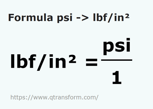 formula Psi in Pound forta pe inch patrat - psi in lbf/in²