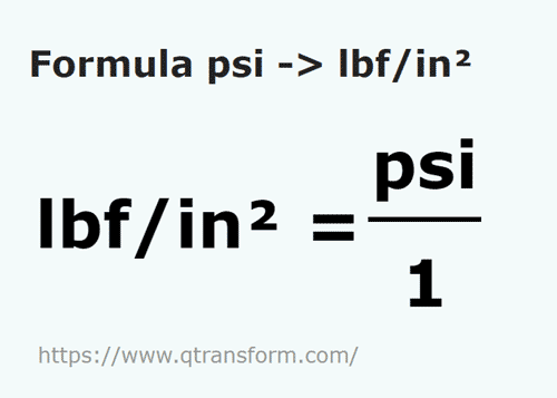 formule Psi en Livres force par pouce carré - psi en lbf/in²