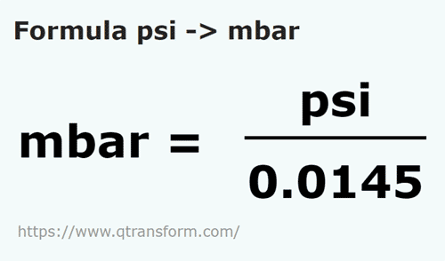 formula Psi в миллибар - psi в mbar